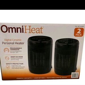 Omniheat Personal Heater Digital Ceramic Programmable Thermostat 4 Heat Settings